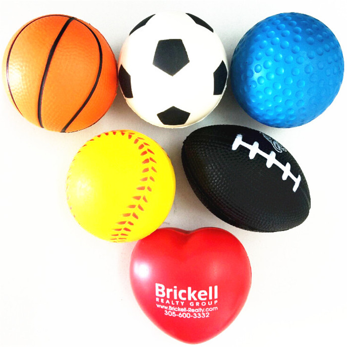 custom 6.3CM PU stress ball coloful PU foam anti stress ball